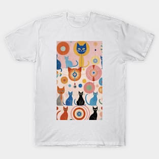 Hilma af Klint's Feline Dreamscape: Abstract Whimsy T-Shirt